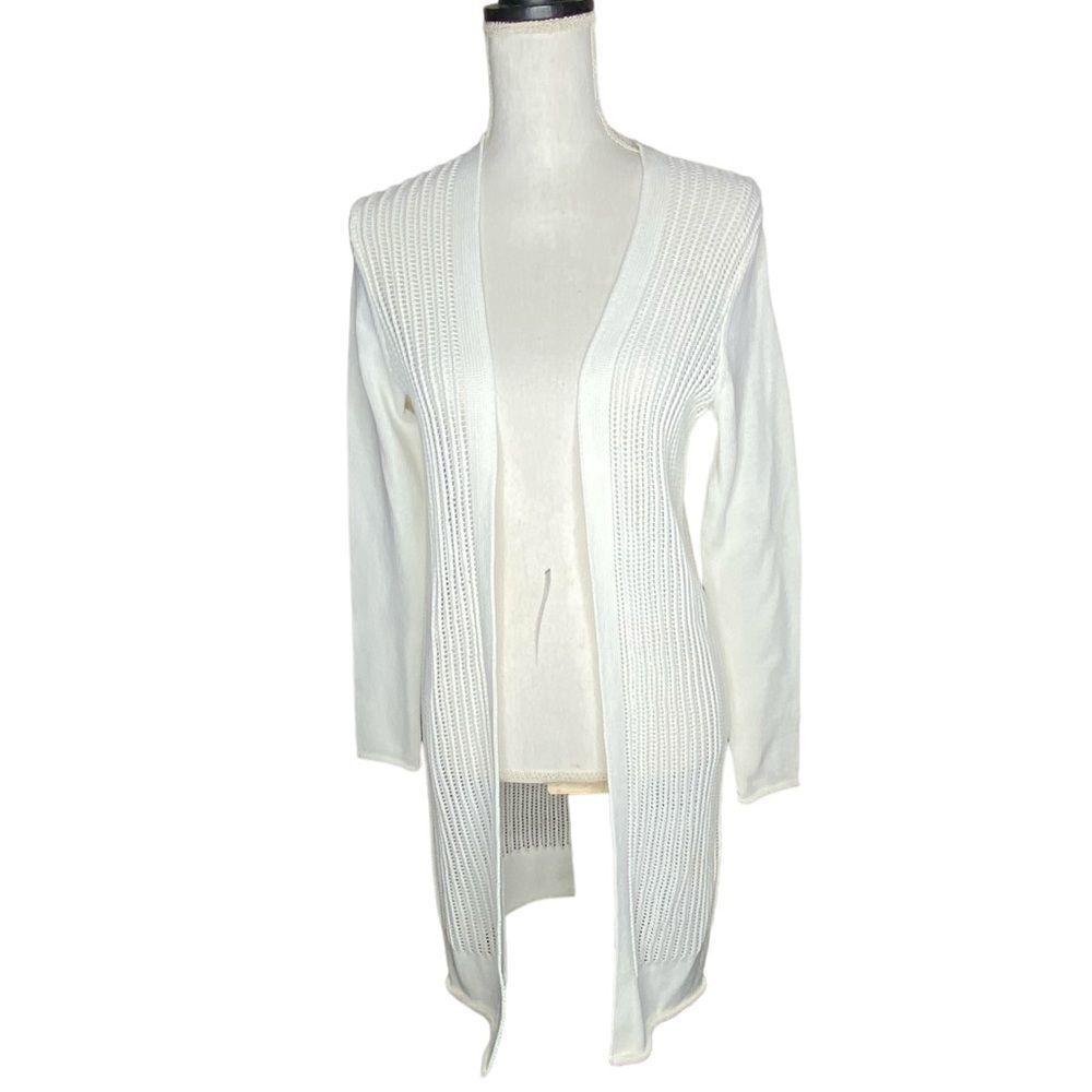Derek Lam IO C Athleta Wm’s Sz Sm White Park Avenue Open Front Cardigan Sweater